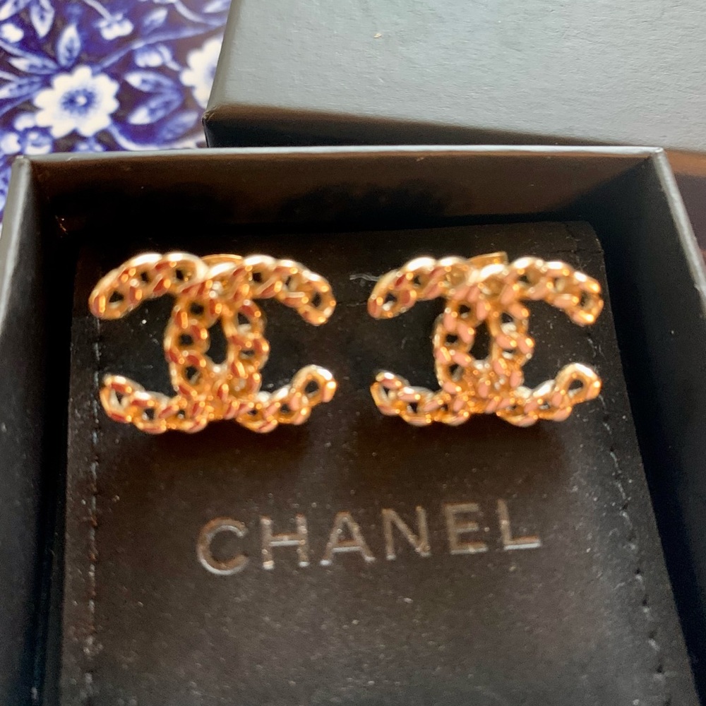 Vintage Chanel CC gold earrings bought in Paris
